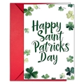 Detail van Saint Patrick's Day kaart met klaverontwerpen en een rode envelop - Hart Groet Typografie (T020402220)