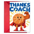 Biglietto di ringraziamento basket per allenatore con busta rossa vivace coordinata - Tema Pallacanestro (T020402270)