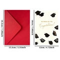 Détail d'une carte de vœux de diplôme et enveloppe rouge avec dimensions en cm et pouces - Ensemble de Cartes de Vœux Remise des Diplômes (T020400522)