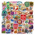 Waterproof pink reading stickers set featuring book motifs and literary slogans for laptops - Fun Reading Set 2 (T01043246)
