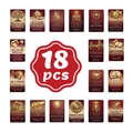 Set di 18 biglietti di laurea vintage con illustrazioni in oro e dettagli rossi - Assortimento di Motivi Accademici Vintage (RXHB0064)