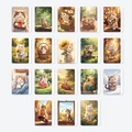Detailed grid of 18 cute cat illustration cards showing various cozy life scenes - Cat Illustration Style (RXHB0164) / Set of 18 Sheets