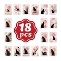 18-piece set of pink watercolor cat silhouette cards featuring scenic artistic designs - Cat Watercolor Silhouette Illustration Set (RXHB0103)