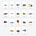 Set of 18 transport flashcards for kids featuring land sea and air vehicles - Vehicle Collection (RXHB0160)