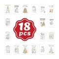 Set de 18 tarjetas educativas de matemáticas en acuarela para lógica y crecimiento infantil - Especificación Normal / Estilo Motivacional de Pensamiento Matemático (RXHB0166)