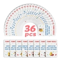 Close-up of 36 English joke and riddle cards with colorful cartoon animal illustrations - Riddle Cards (RXHB0169) / 36 Sheets