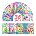 Detailed fan-shaped stack of 36 watercolor animal birthday cards with creative illustrations - Hand-drawn Watercolor Animal Style (RXHB0167)
