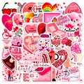 Detailsicht wasserfester Valentinstag-Sticker mit rosa Herz- und Teddybärmotiven - Ausgestanzter Geständnis-Stil (T01041518)