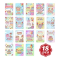 Lot de 18 jolies cartes Happy Birthday avec animaux et gâteaux dessinés à la main - Style Dessert Macaron (RXHA0008)