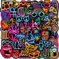 Lebhafte PVC-Sticker im Neon-Stil mit Tier- und Pop-Art-Motiven für DIY-Deko - Neon Händedruck Stil (T01040687)