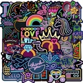 Neon-Graffiti-Aufkleber mit Regenbogen, Einhorn und Flamingo für Auto- und DIY-Deko - Neonlichter Gemischter Stil 3 (T01041158)