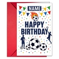 Voetbal verjaardagskaart met rode envelop, vlammenbal en silhouet van de speler - Vlam Voetbal en Spelersilhouet (T020402240)
