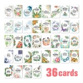 Set di 36 carte di affermazione positiva ad acquerello con illustrazioni botaniche - Biglietti Con Parole Ispiratrici Ad Acquerello (RXHA0064)