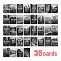 Macro view of 36 black and white motivational cards with landscapes and quotes - Landscape Inspirational Text (RXHA0063) / 36 Sheets
