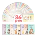 Macro view of 36 watercolor cartoon cat cards with motivational quotes and round edges - Cartoon Cat Motivational Style (RXHA0066)