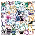 Vibrant cartoon cat stickers set with colorful emoji expressions and mood words - Abstract Cat Emoji (T01043251) / 56 Pieces/Pack