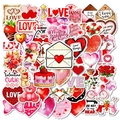 Waterproof pink Valentine's Day stickers featuring hearts, roses, and teddy bear patterns - Warm Sweet Festival Style (T01042968)