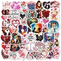 Pink waterproof Valentine's Day stickers featuring hearts, roses and cute cupid designs - Romantic Cupid Element Style (T01042210)