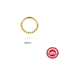 Classic S925 sterling silver 10mm gold beaded hoop ring for nose or cartilage piercing - Round Bead Charm / 10mm