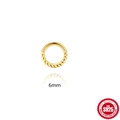 Premium S925 sterling silver gold plated twisted rope hoop earring and nose ring - Twisted Texture / 6mm