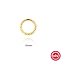 Gold plated S925 sterling silver twisted rope 8mm hoop ring for ear or nose piercing - Twisted Texture / 8mm