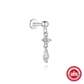 S925 sterling silver cartilage earring with round and marquise-cut zircon stones - Marquise Dangle Style (#11 Platinum)