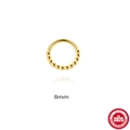 Minimalist 8mm gold S925 sterling silver beaded hoop for nose or ear piercing - Round Bead Charm / 8mm