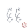 Pendientes de botón minimalistas de plata de ley S925 en forma de C con cierre de mariposa - Estilo de Curva Abstracta (Color Oro Blanco #2)