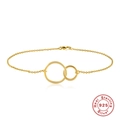 Minimalistisches S925 Sterlingsilber Armband mit doppelt verschlungenen Ringen in Gold - 925er Silber / Gold