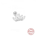 Macro view of 925 sterling silver crown ear stud with five marquise-cut white zircons - Fan Shaped Crown (#6) / Single Piece / White Gold