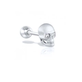 S925 sterling silver skull cartilage stud earring with sparkling cubic zirconia eyes - Skull Shape (#7) / Single Piece / White Gold
