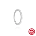 S925 sterling silver clicker hoop earring with micro-pave white cubic zirconia stones - White Gold / 12mm