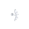 Orecchino a lobo in argento S925 a foglia con zirconi bianchi a taglio marquise e tondo - Forma di Foglia (#13) / Pezzo Singolo / Oro bianco