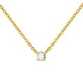 Detailaufnahme eines funkelnden Zirkon-Anhängers an einer goldenen S925 Silber-Halskette - M / 18K-Gold