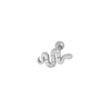 Orecchino a serpente in argento con micro-pave di zirconi e chiusura a sfera a vite - Serpente Con Diamanti (#22) / Pezzo Singolo / Oro bianco