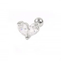 Orecchini a cuore in argento S925 con zirconi cubici trasparenti dal taglio a pera - Forma di Cuore (#33) / Pezzo Singolo / Oro bianco