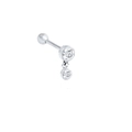 Orecchino a bilanciere in argento S925 con pendente in zirconi cubici di alta qualità - Doppio Diamante Pendente (#39) / Pezzo Singolo / Oro bianco