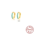 Minimalist 18k gold plated S925 sterling silver 6mm huggie hoop earrings with turquoise - 925 Silver / 6mm / Gold Turquoise