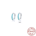 S925 sterling silver 6mm hoop earrings with five inlaid turquoise gemstones - 925 Silver / 6mm / Platinum Turquoise