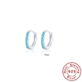S925 sterling silver hoop earrings with turquoise inlay, 7mm diameter jewelry set - 925 Silver / 7mm / Platinum Turquoise