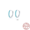 S925 sterling silver 8mm hoop earrings with turquoise inlay and 18k gold plating - 925 Silver / 8mm / Platinum Turquoise