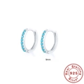 S925 sterling silver hoop earrings featuring 9mm turquoise stone inlay with 18k gold plating - 925 Silver / 9mm / Platinum Turquoise