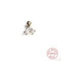 S925 Sterling Silber vergoldeter Ohrenknochenstecker mit klaren Zirkoniasteinen - Quadrat- & Rund-Rhinestone-Kombination (#17) / 1 Stück/Packung / Gold