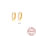 7mm S925 sterling silver huggie earrings with gold plating and white zircon inlay - 925 Silver / 7mm / Gold White Zirconia