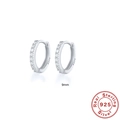 9mm S925 sterling silver hoop earrings with clear cubic zirconia pavé setting - 925 Silver / 9mm / Platinum White Zirconia