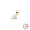 S925 Sterling Silber vergoldeter Ohrenknorpel Piercing Stecker mit Zirkonia Steinen - Tropfen- & Rund-Rhinestone-Stil (#19) / 1 Stück/Packung / Gold