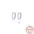 S925 sterling silver hoop earrings with white zircon stones and 7mm inner diameter - 925 Silver / 7mm / Platinum White Zirconia