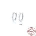 8mm S925 sterling silver hoop earrings with micro-pave white zircon and 18k gold plating - 925 Silver / 8mm / Platinum White Zirconia