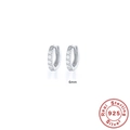 6mm real 925 sterling silver huggie hoop earrings with sparkling cubic zirconia - 925 Silver / 6mm / White Gold With White Rhinestones
