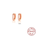 S925 sterling silver 6mm hoop earrings in rose gold with pave zircons and hallmarks - 925 Silver / 6mm / Rose Gold with White Rhinestone